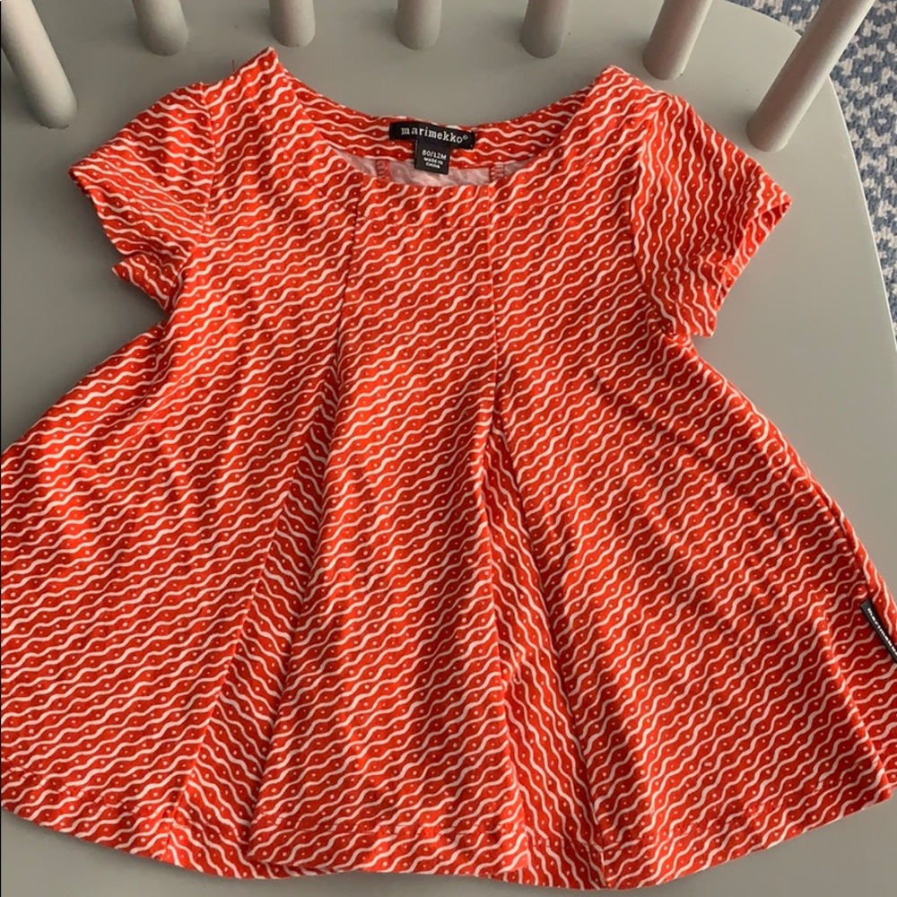 Marimekko orange and white top